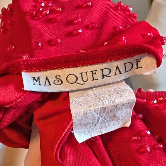 Vintage 90s Masquerade Prom Gown Siren Red Jessica Rabbit Salsa Whimsygoth 11 - Picture 8 of 13